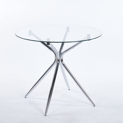 Compact Dining Table With Glass Top - Chrome