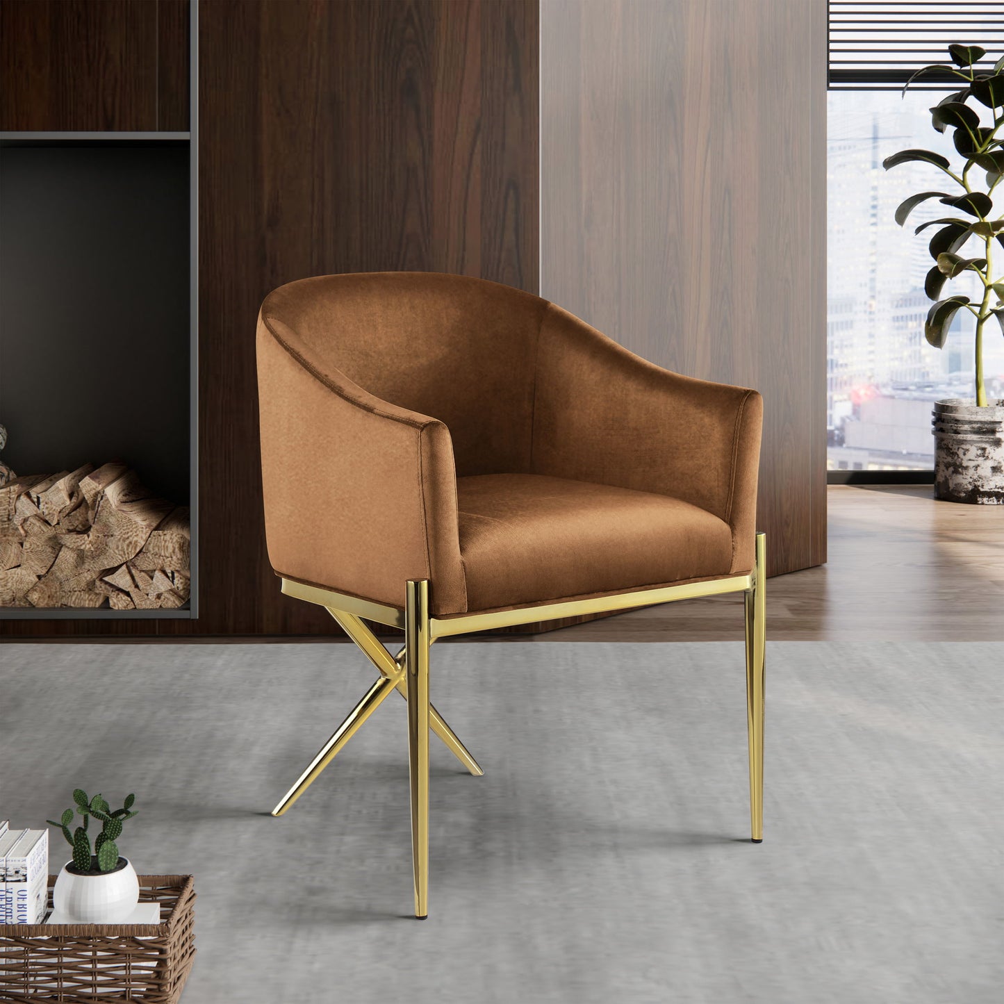 Xavier - Dining Chair with Gold Legs