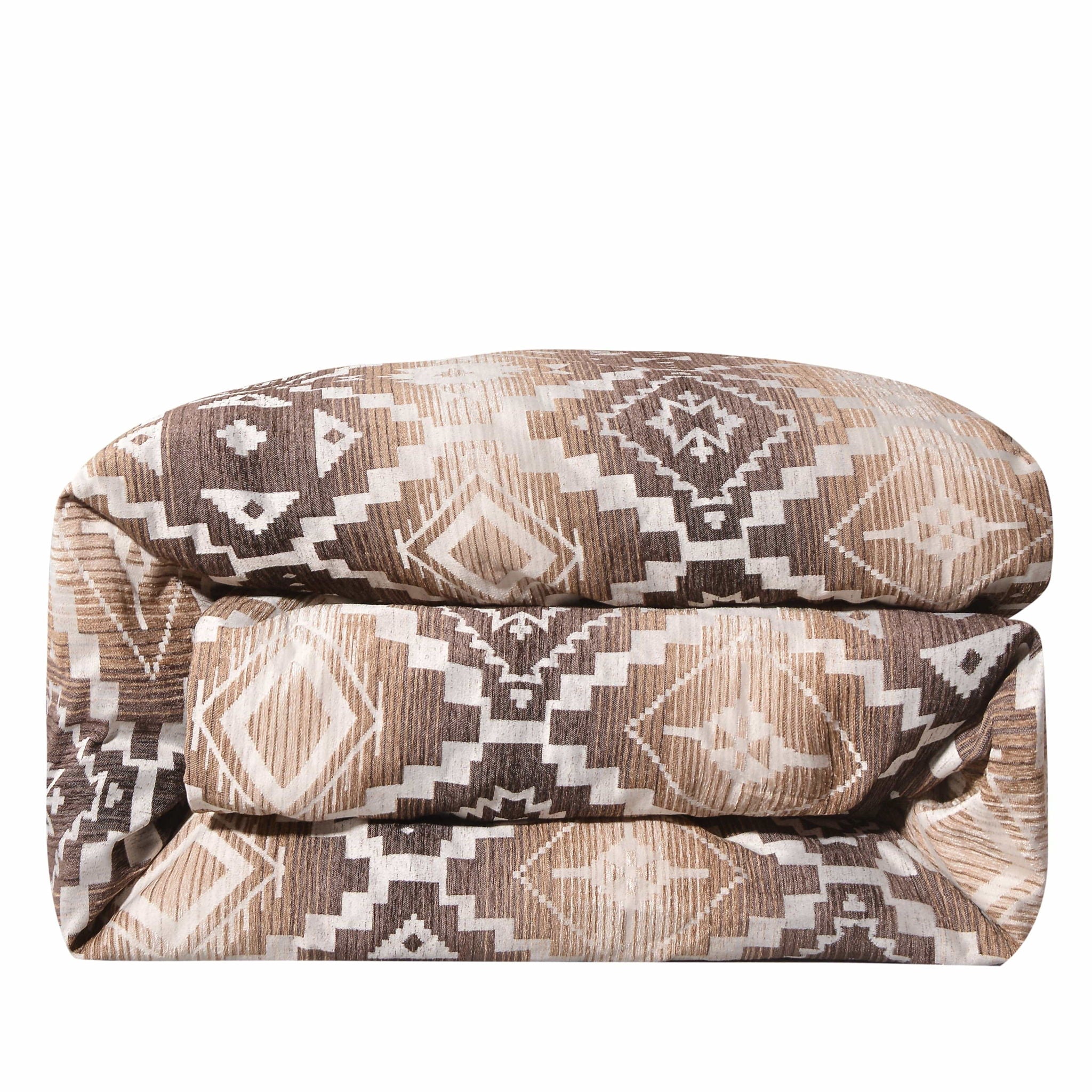 Chalet - Queen Aztec Duvet Cover - White / Brown