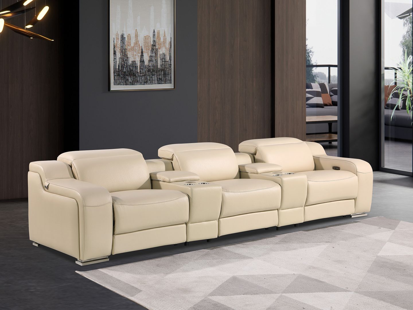 1116 - 5-Piece Modular Power Reclining Sofa In With 3 Power Recliners & Power Headrests
