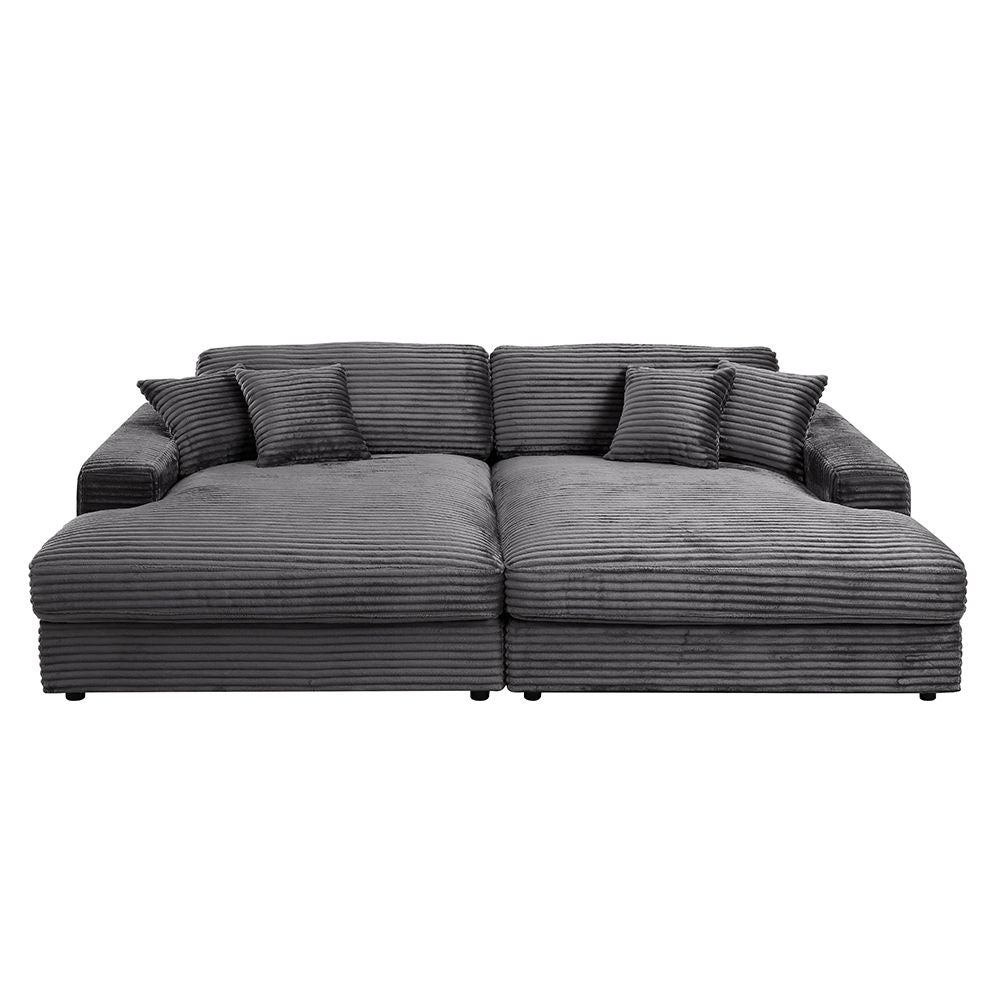 Hilde - Double Chaise With 2 Pillows - Dark Gray