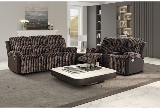 U6028 - Reclining Sofa / Console Reclining Loveseat - Brown