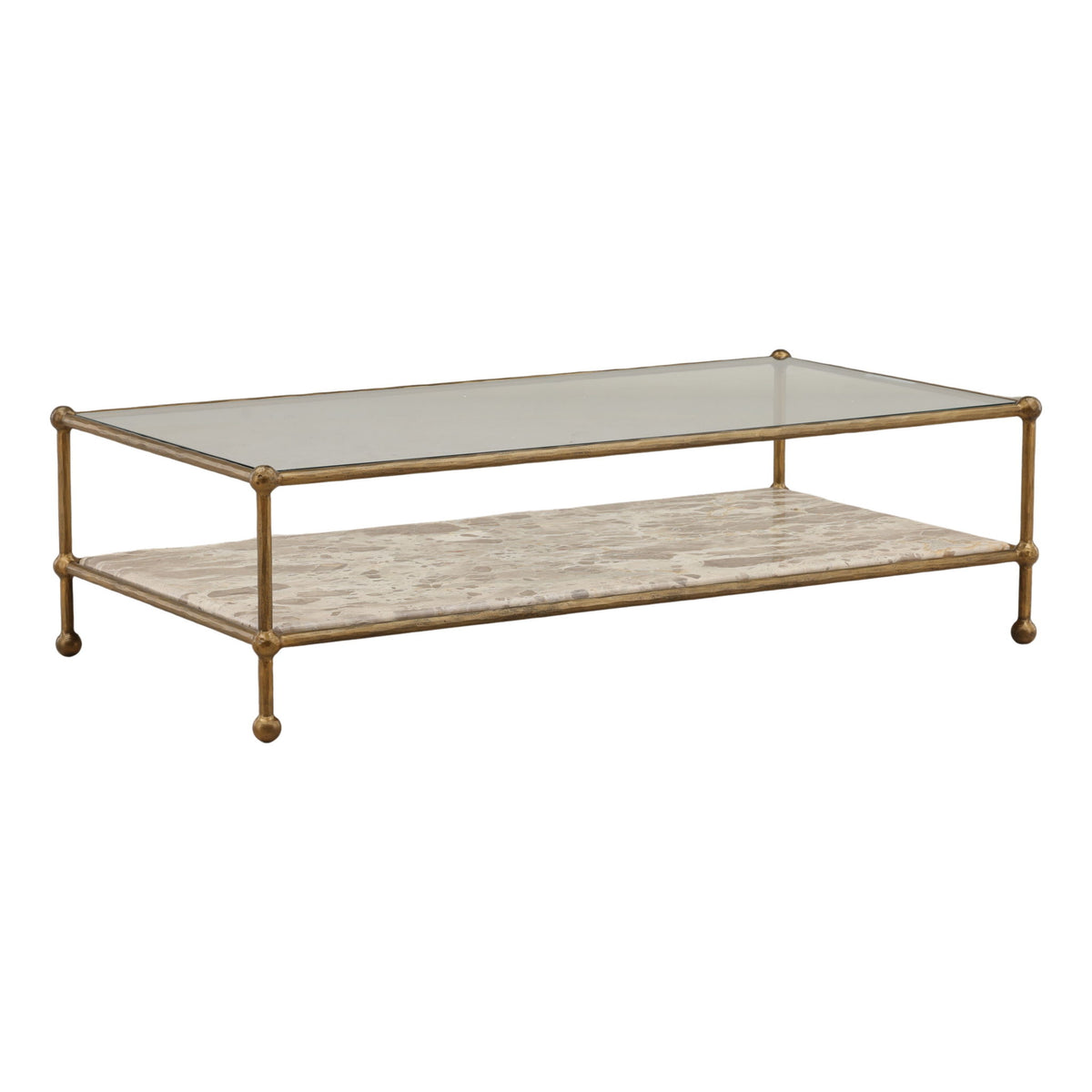 Verto - Coffee Table - Beige And Antique Brass