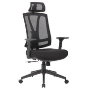Office Chair With Adjustable Headrest & Back, High Back Swivel Desk Chair - Black