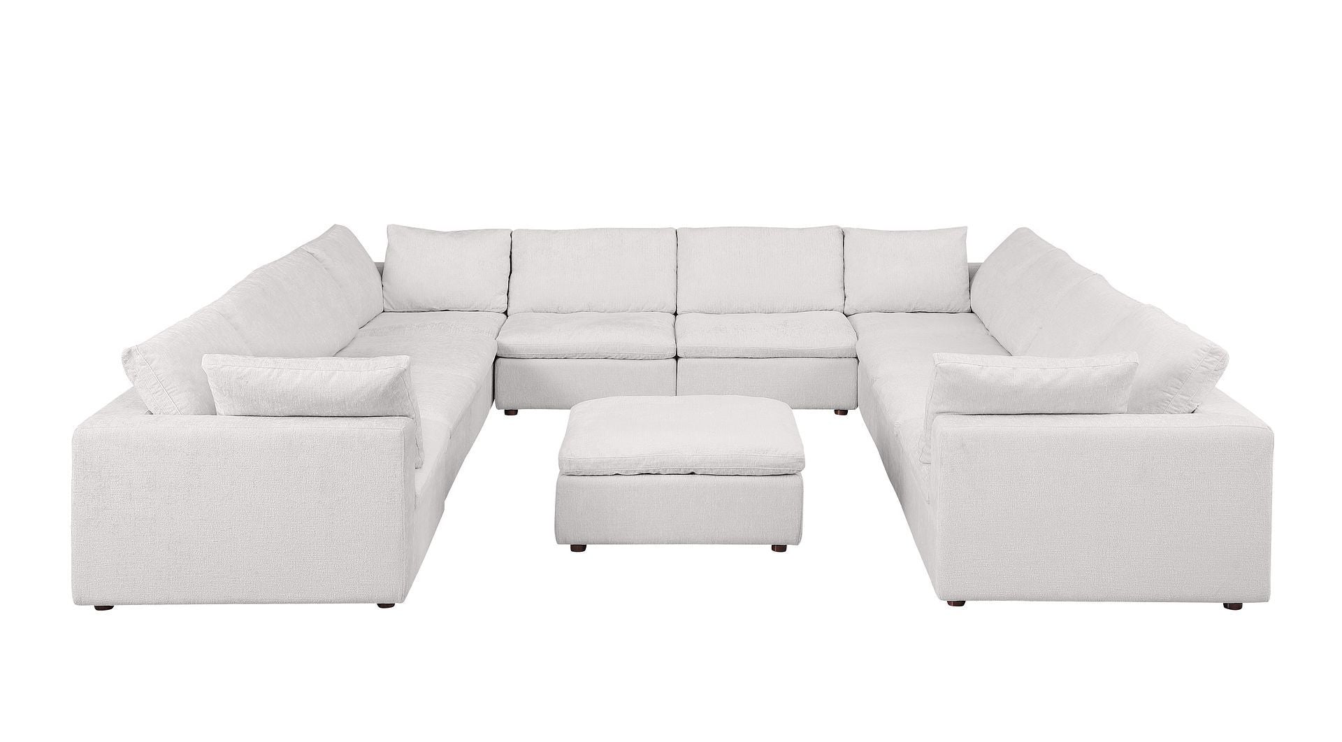 1100 - 11-Piece U-Shaped Sectional In Italian Fabric - Pearl
