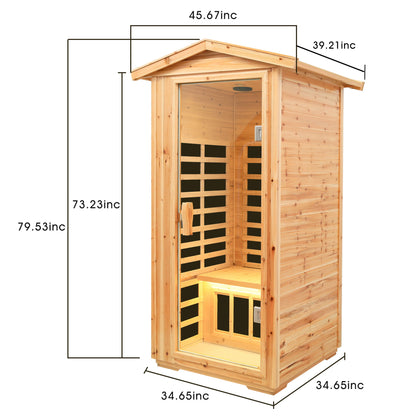 1 Person Far Infrared Old Fir Outdoor Sauna Room - Natural