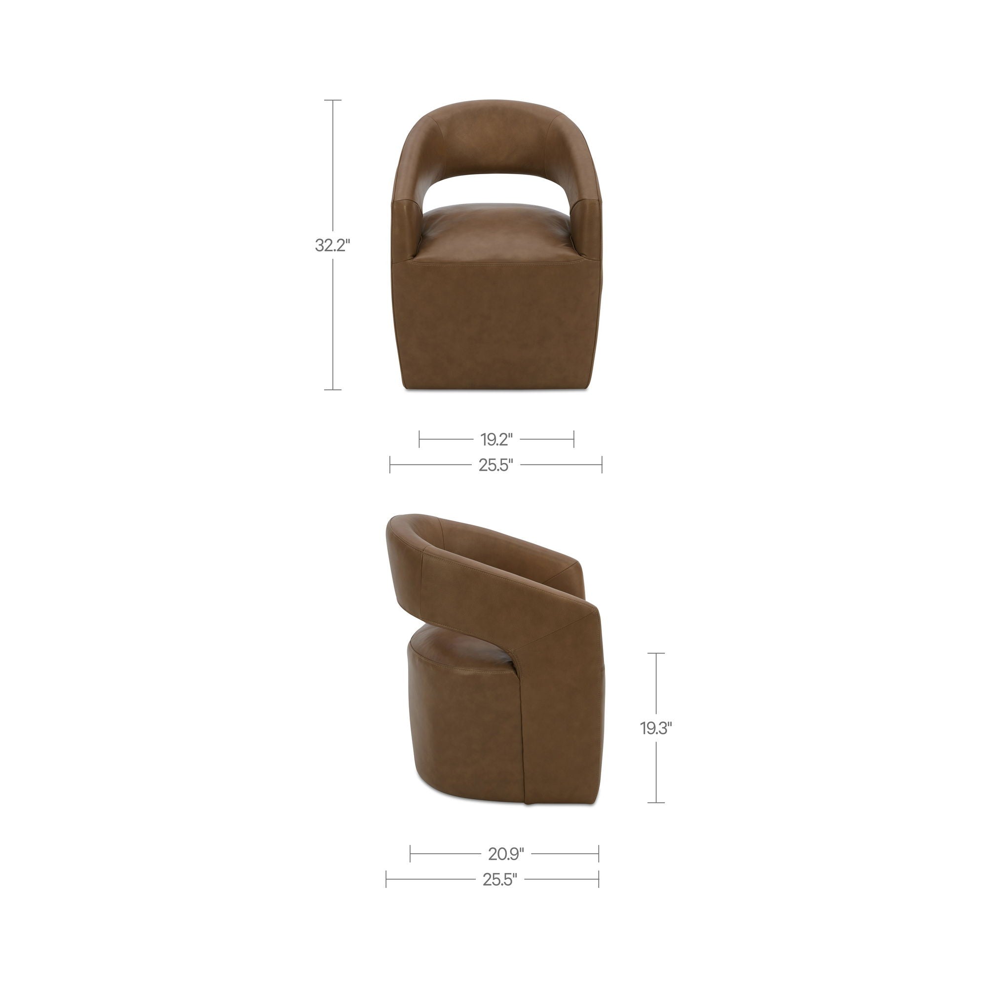 Barrow - Rolling Dining Chair Leather - Tan