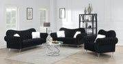 U217 - Loveseat With Two Fur Pillows & Acrylic Legs - Black