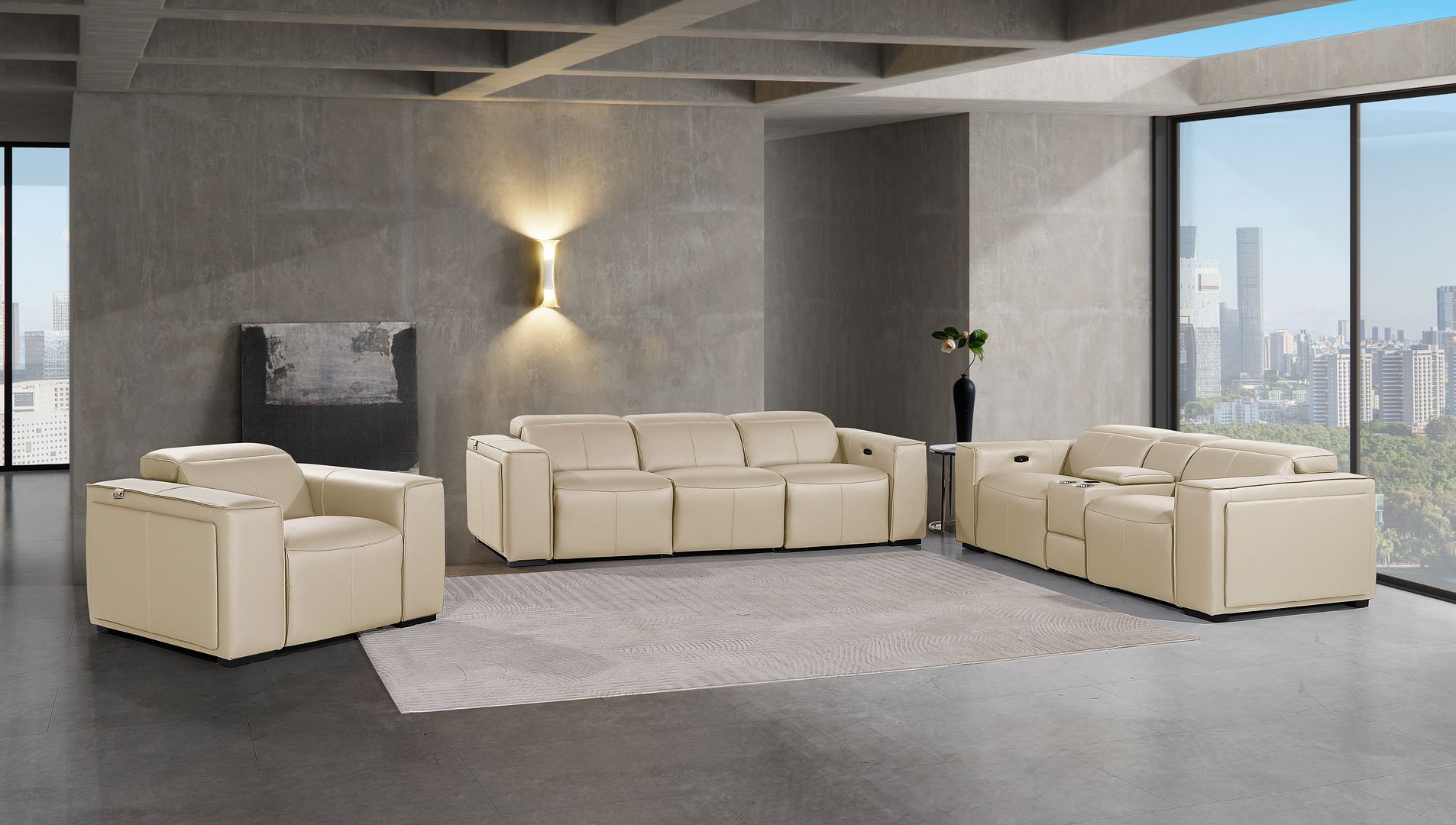 1224 - 7-Piece Modular Power Reclining Sofa, Loveseat & Chair Set In With 6 Power Recliners & Power Headrests