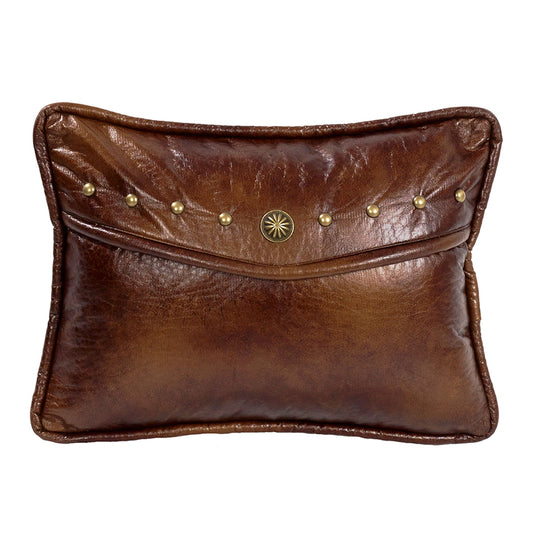 Ruidoso - Studded Faux Leather Envelope Pillow - Brown