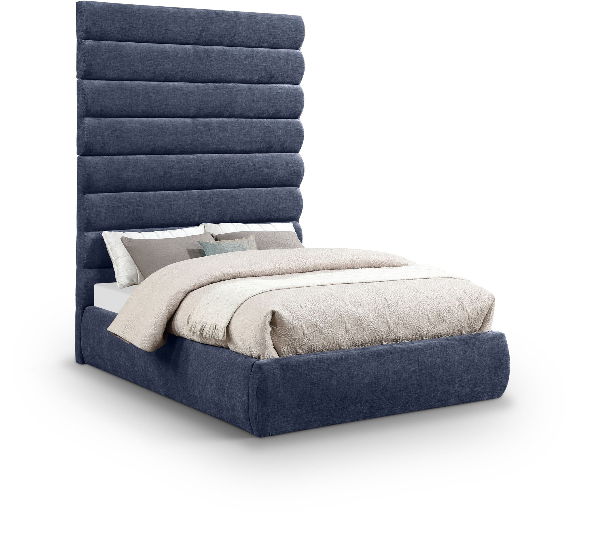 Adam - Chenille Fabric Bed With 89" Headboard