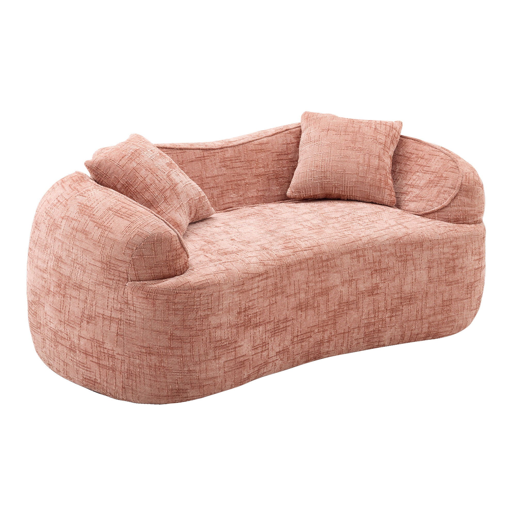 Curved 2 Person Compress Sofa With Armrests, Includes Pillows