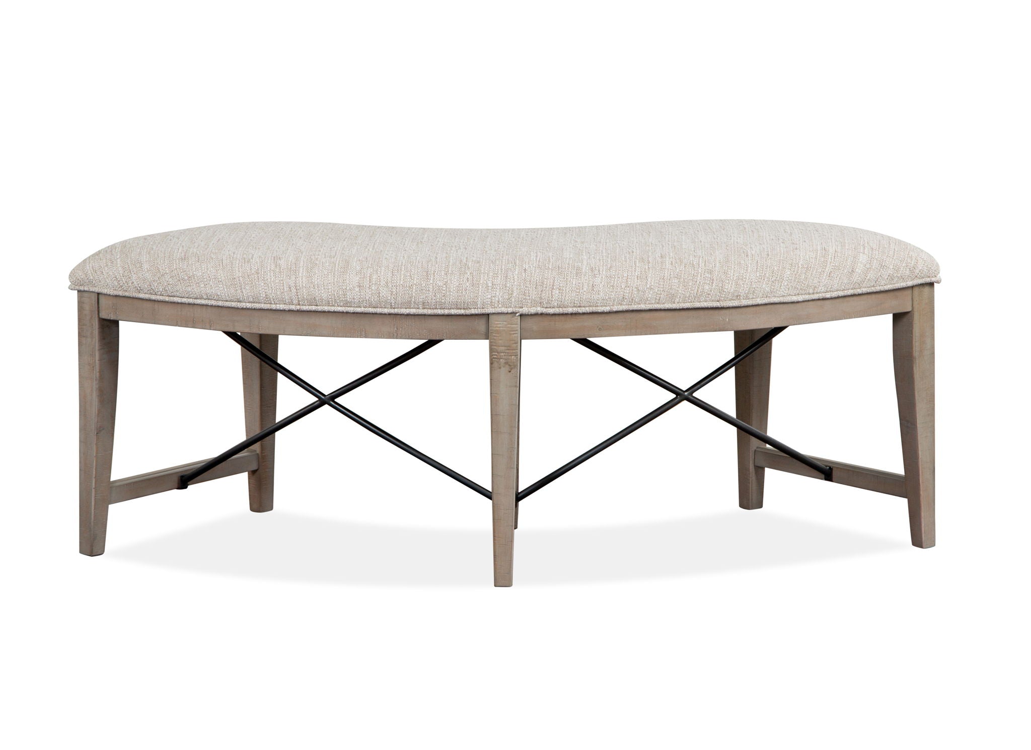 Paxton Place - Curved Bench With Upholstered Seat - Dovetail Gray