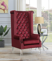 D2090 - High Back Velvet Wing Chair With Acrylic Legs