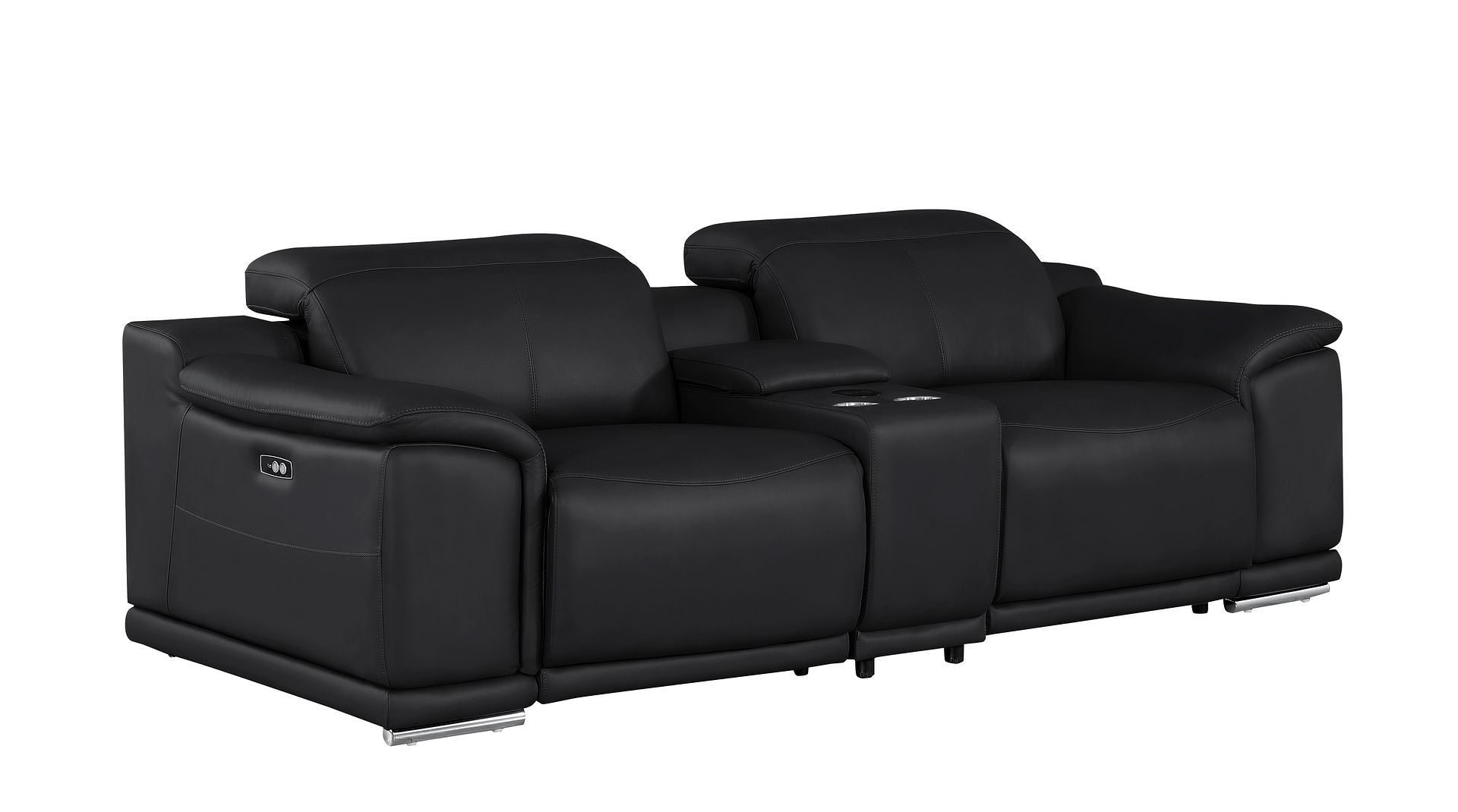 2679 - Genuine Leather Console Loveseat With Dual Power Recliners