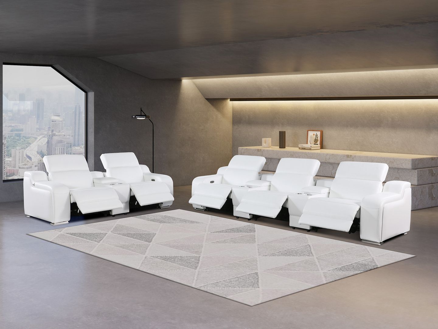 1116 - 8-Piece Modular Power Reclining Sofa, Loveseat & Chair Set In With 5 Power Recliners & Power Headrests