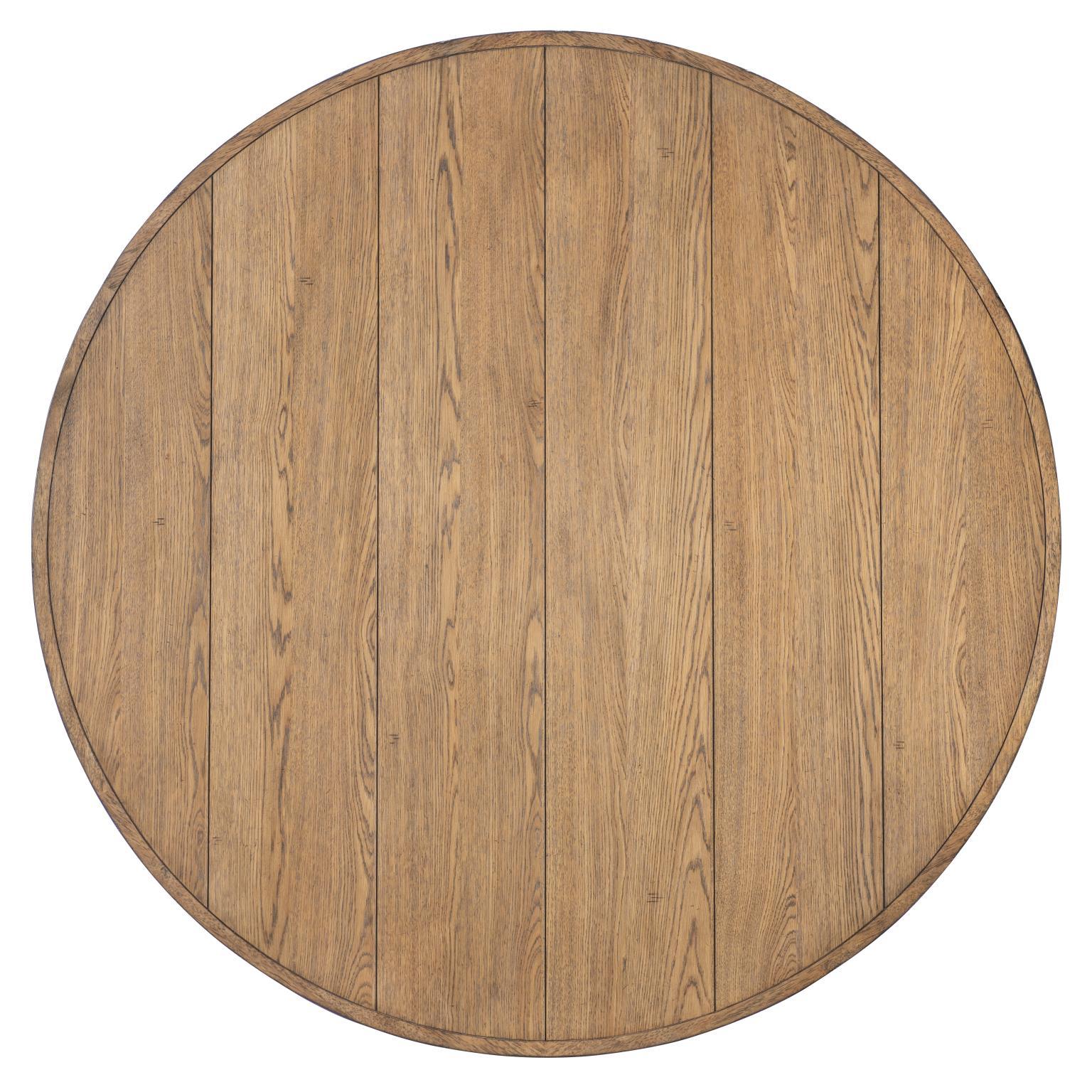 Vintage Market - Round Dining Table Complete - Barnwood Oak And Kettle Black