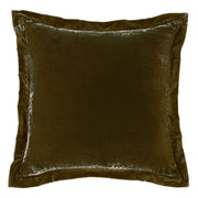 Stella - Faux Silk Velvet Flanged Euro Sham - Green Ochre
