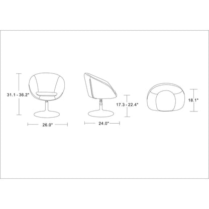 Upholstered Swivel Lounge Chair & Adjustable Height - Orange