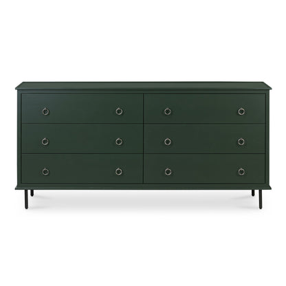 Reagan - 6 Drawer Dresser - Deep Green