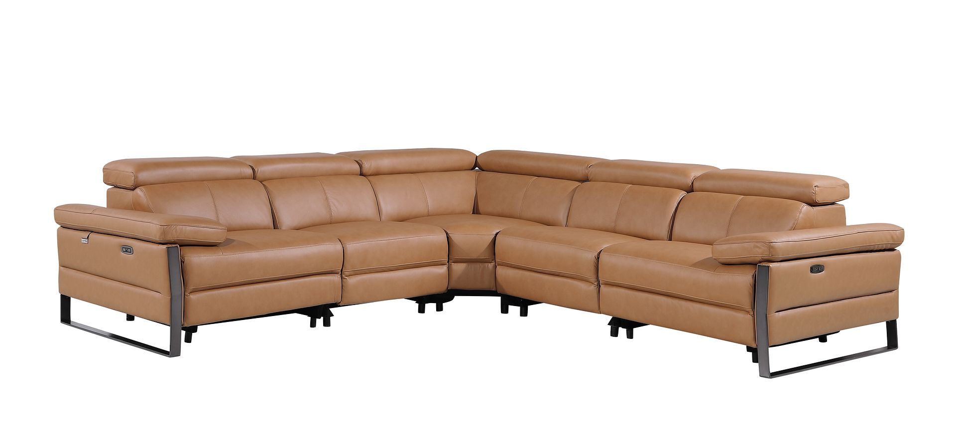 1246 - 5-Piece L-Shaped Modular Power Reclining Sectional With Power Headrests