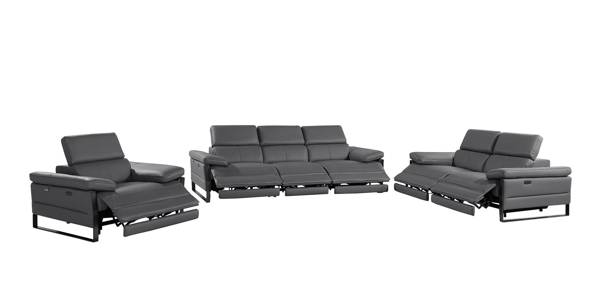 1246 - Modular Power Triple Reclining Sofa, Loveseat, And Chair Set With Power Headrests