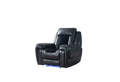 U0700 - Velvet Power Recliner With LED - Blanche Black / Velvet