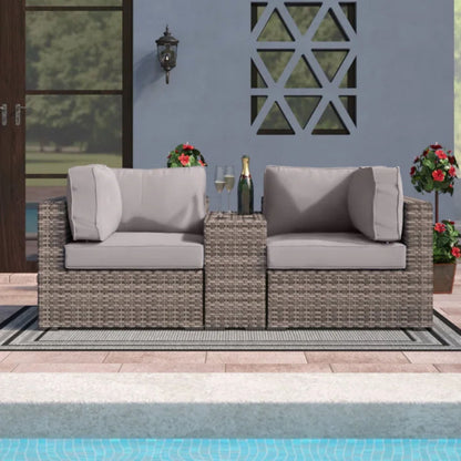 Handcrafted Outdoor Loveseat With Wicker Seating