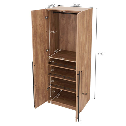 Lee - Free Standing Wardrobe Closet With Adjustable Shoe Shelves
