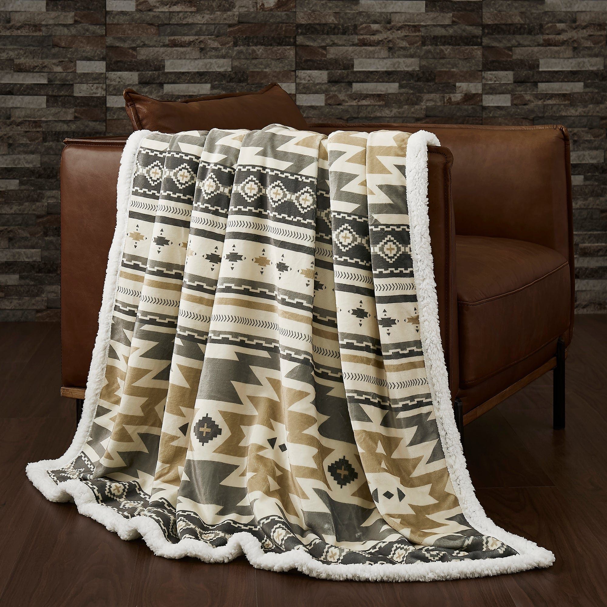 Campfire - Desert Sage Campfire Sherpa Throw 6 Per Carton - Multi Color