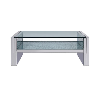 Nysa - 47" Coffee Table - Mirrored & Faux Crystals