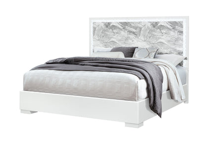 Naomi - King Bed With LED - Silver