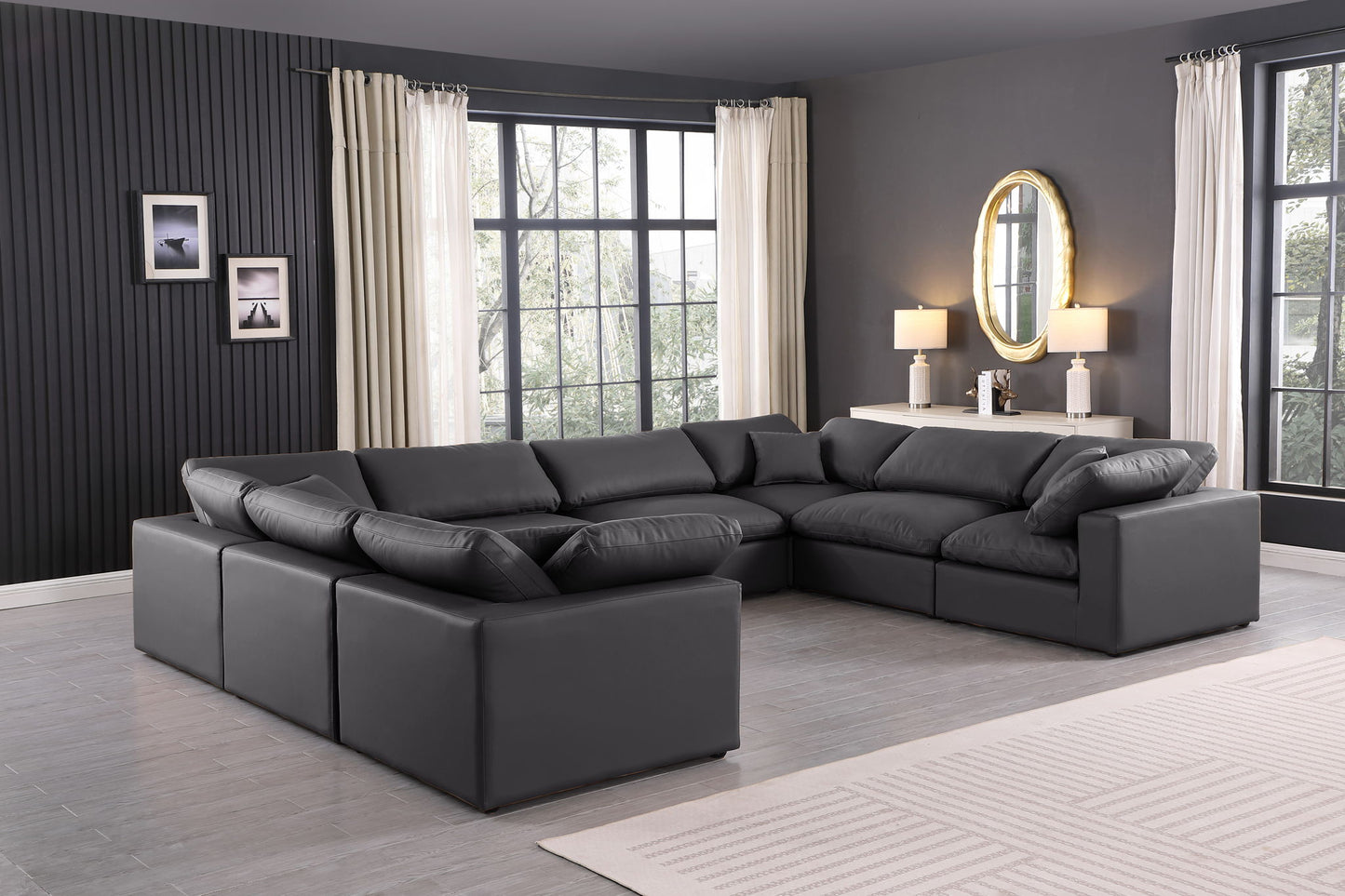 Comfy - 8 Piece Faux Leather Modular Sectional