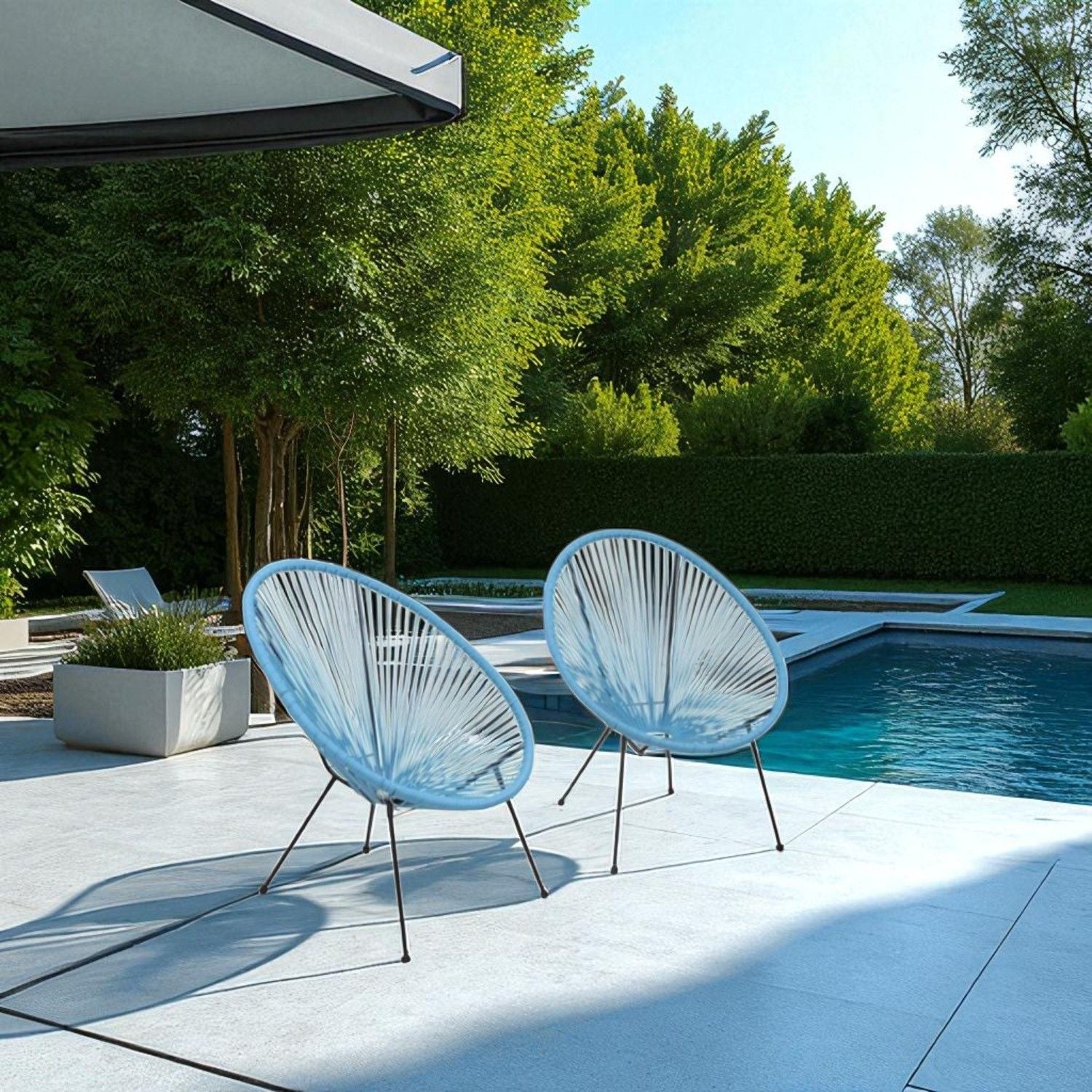 Modern Egg Shaped String Chairs (Set of 2)