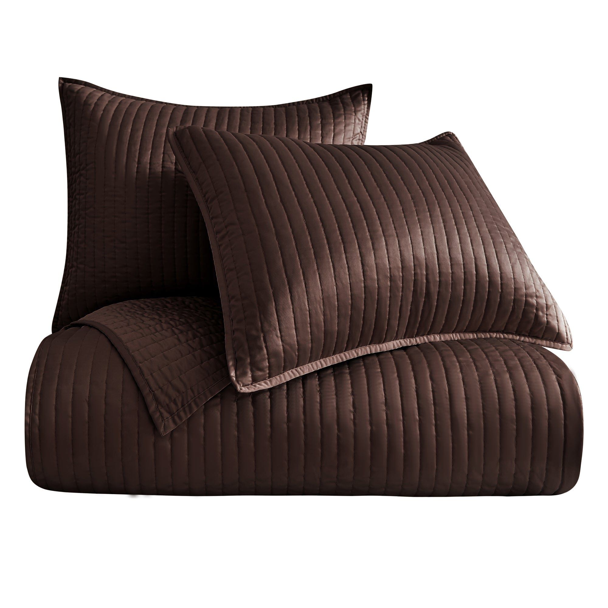Satin Channel - Full/Queen Quilt Set (Set of 3) - Chocolate