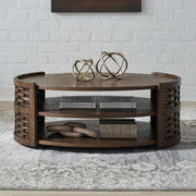 Warren Park - Oval Cocktail Table - Coffee Brown
