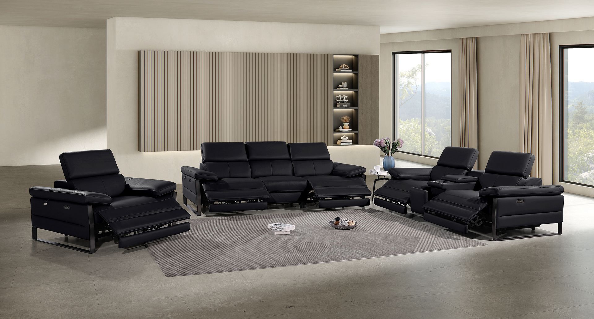 1246 - Modular Power Dual Reclining Sofa, Console Loveseat, And Chair Set With Power Headrests