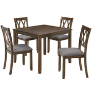 5 Piece Dining Table Set With 4 Chairs - Walnut