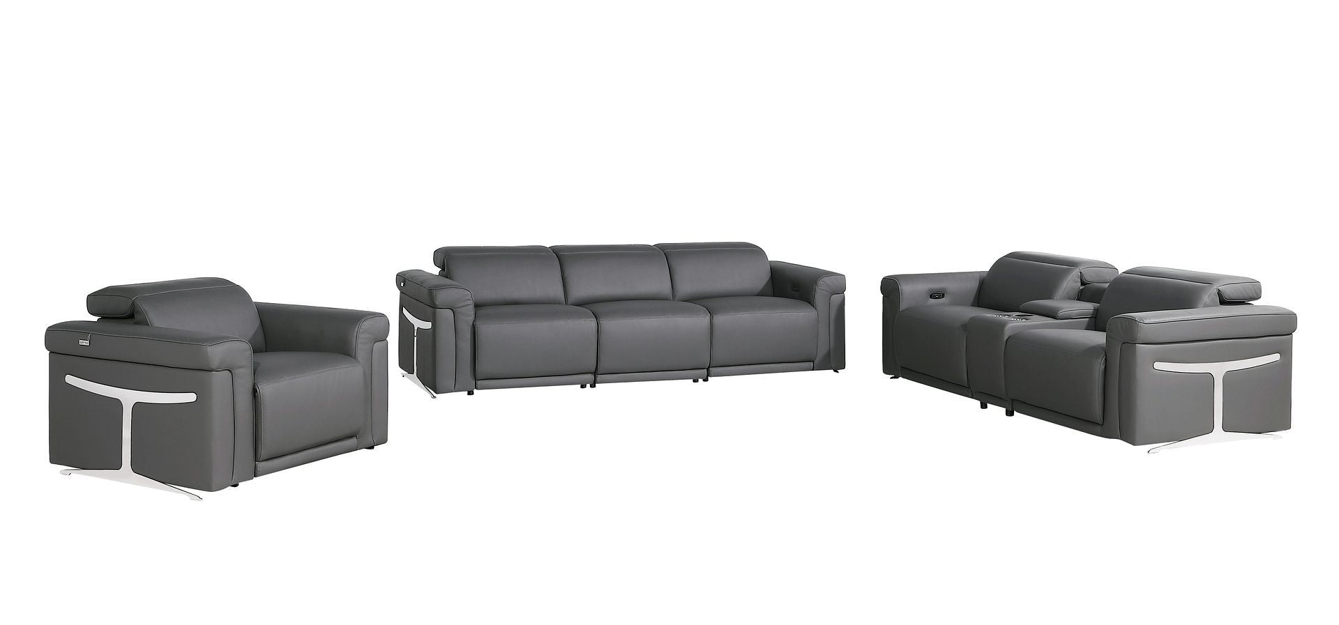 1126 - 7-Piece Modular Power Reclining Sofa, Loveseat & Chair Set In With 5 Power Recliners & Power Headrests