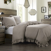 Lily - Queen Washed Linen Duvet Cover - Taupe