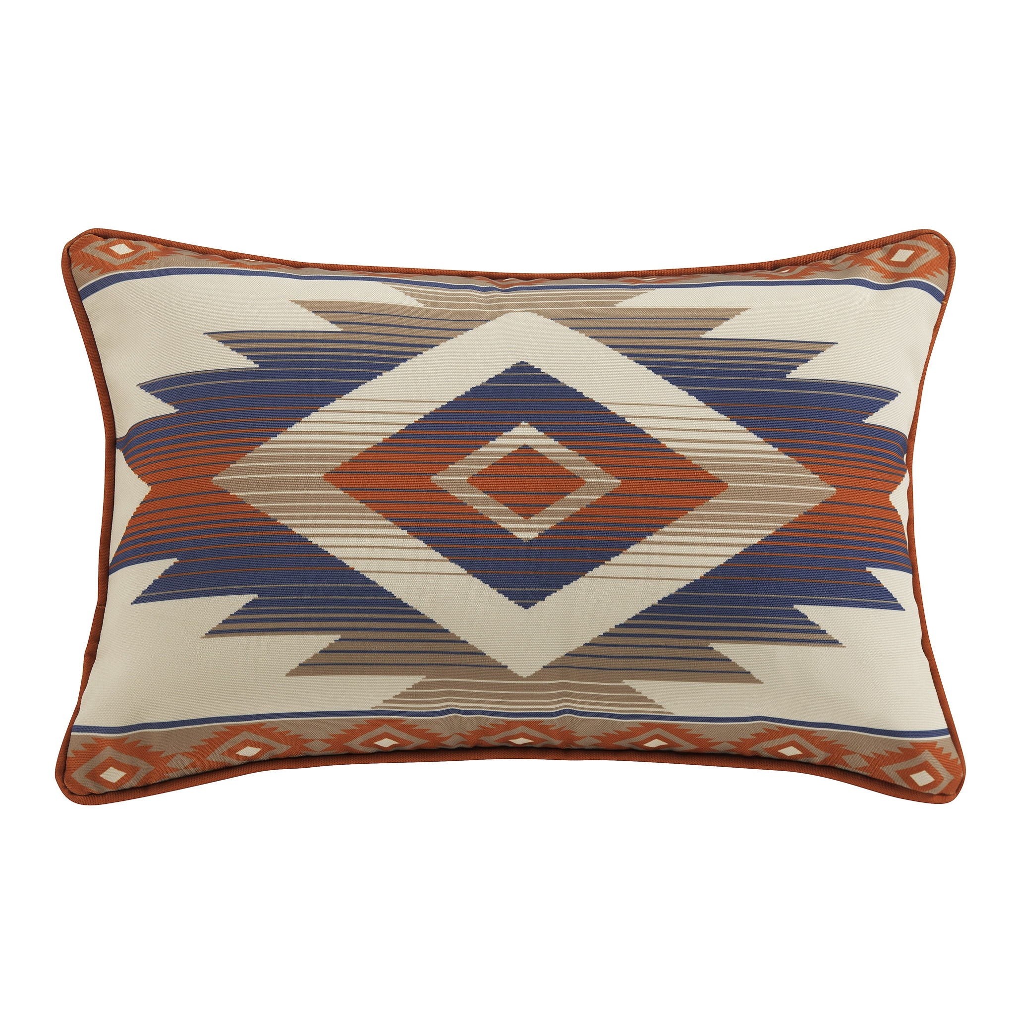Aztec - Indoor/Outdoor Pillow - Orange / Blue
