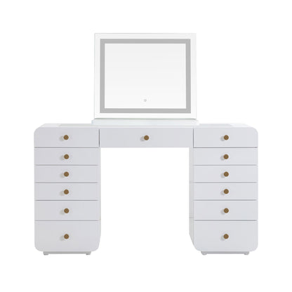 Hollywood - Desk With LED Panel Vanity Mirror - White