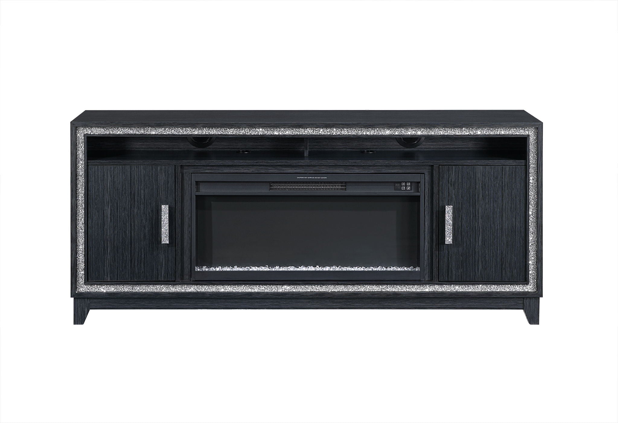 Lily - 72" Entertainment Unit With LED, Speakers, Crystal Inserts - Dark Gray