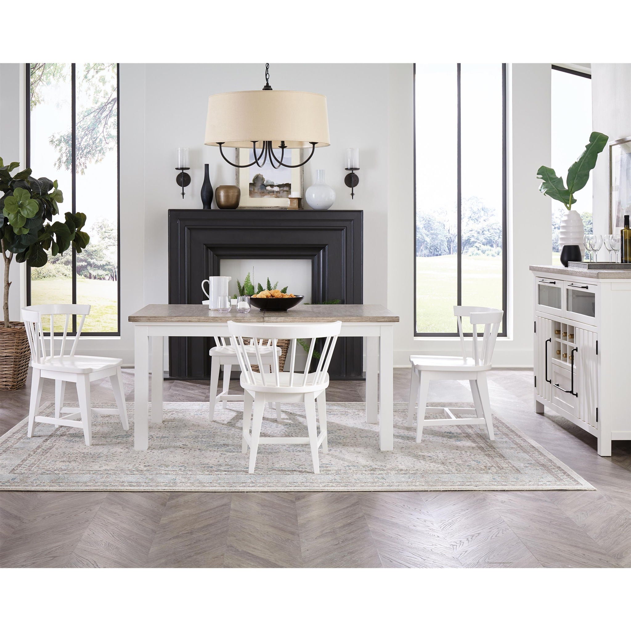 Cora - Rectangular Leg Dining Table - Cloud / Fog