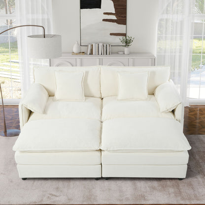 Modern Comfy Deep Seat Modular Sectional Sofa Cloud Couch With Ottoman