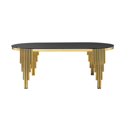 Oval Dining Table With Glass Top And Stainless Steel Base