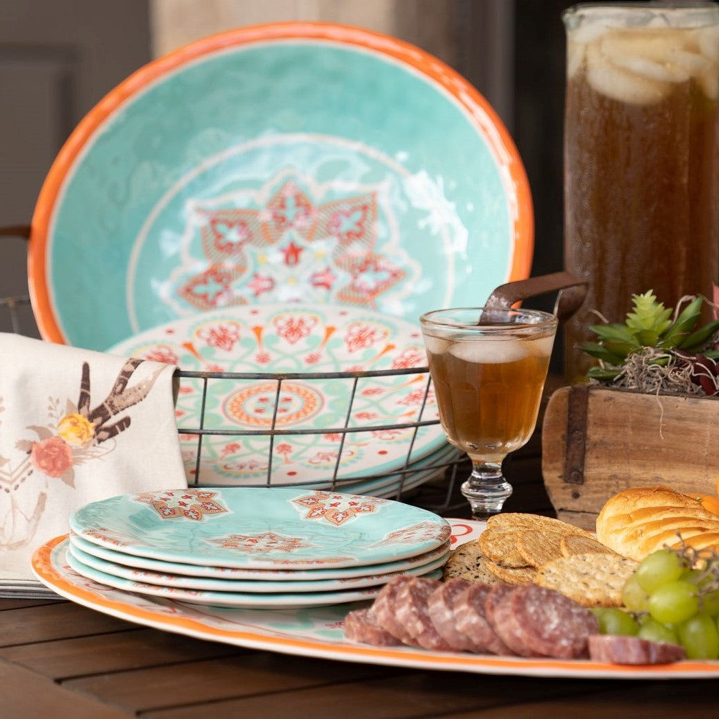 Western Melamine - Set (Set of 10), 2 Per Carton - Turquoise / Orange