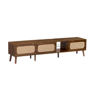 78" TV Stand With Ample Storage And Open Shelving - Walnut