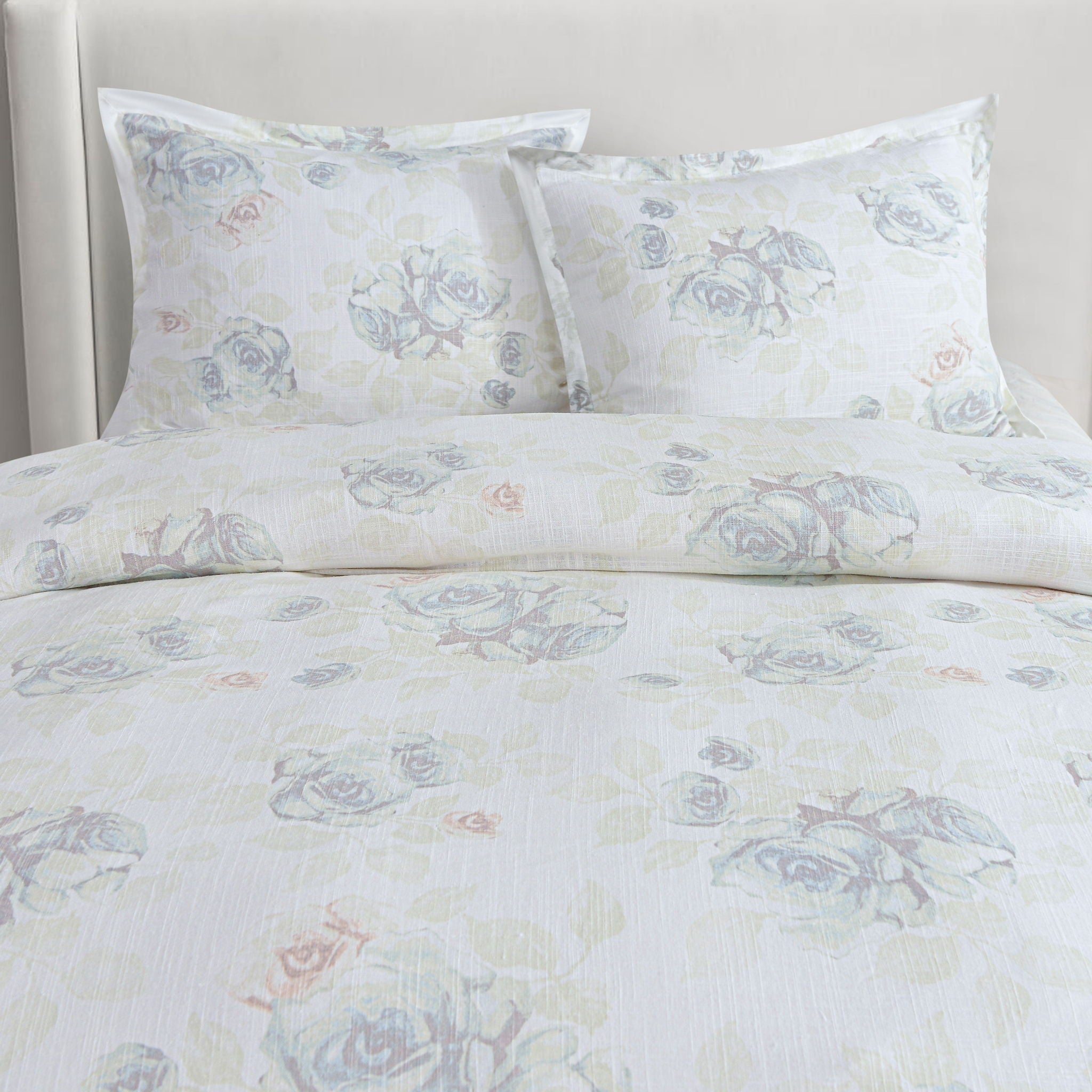 Rosaline - King Washed Linen Comforter Set (Set of 3) - White