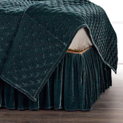 Stella - Queen Faux Silk Velvet Bed Skirt - Storm Blue